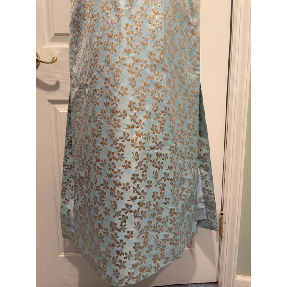 Lilly Pulitzer Carlynn Maxi Dress 10 Blue Metallic Floral Strapless Bow Cocktail - Picture 4 of 16